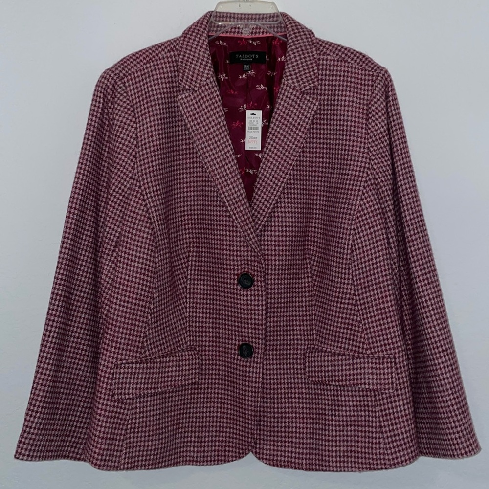Talbots size 20w petite houndstooth Shetland wool blazer nwt